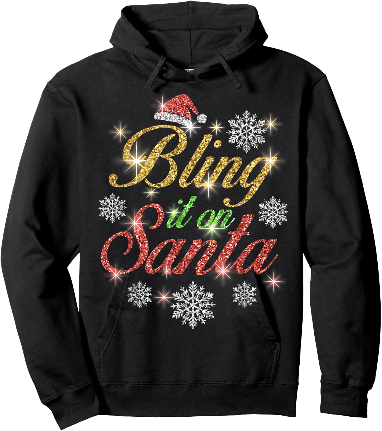 Bling It On Santa T Shirt Hoodie - Hoodie | Black