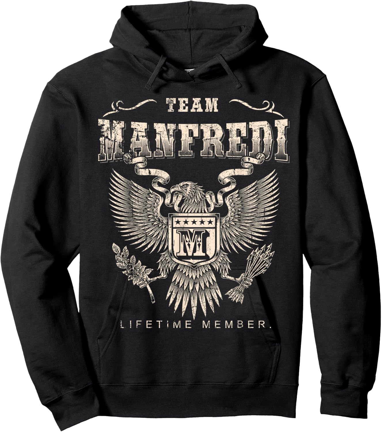Team Manfredi Family Name Lifetime Member Hoodie - Hoodie | Black