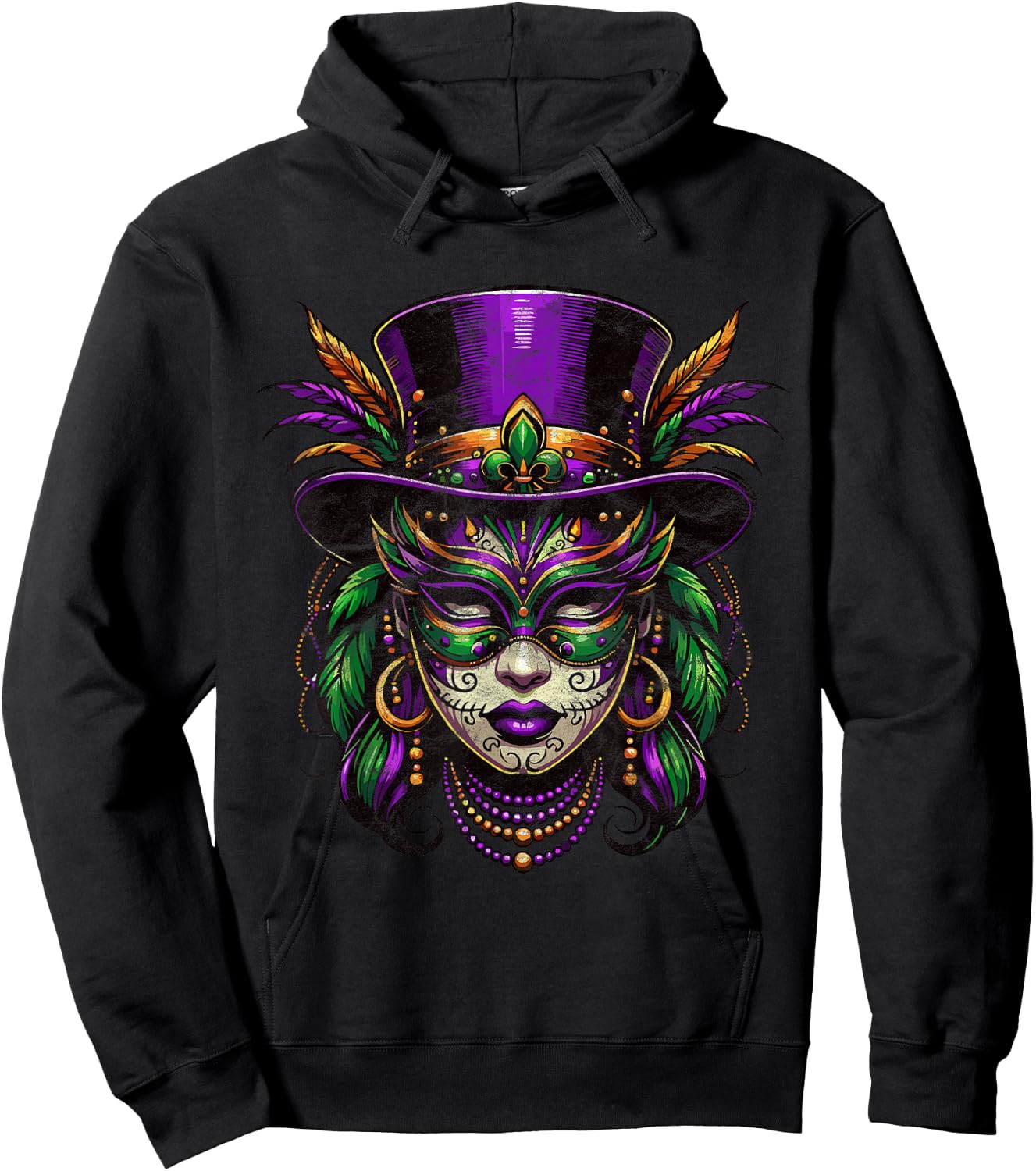 Mardi Gras Priestess Women New Orleans Witch Doctor Voodoo Hoodie - Hoodie | Black