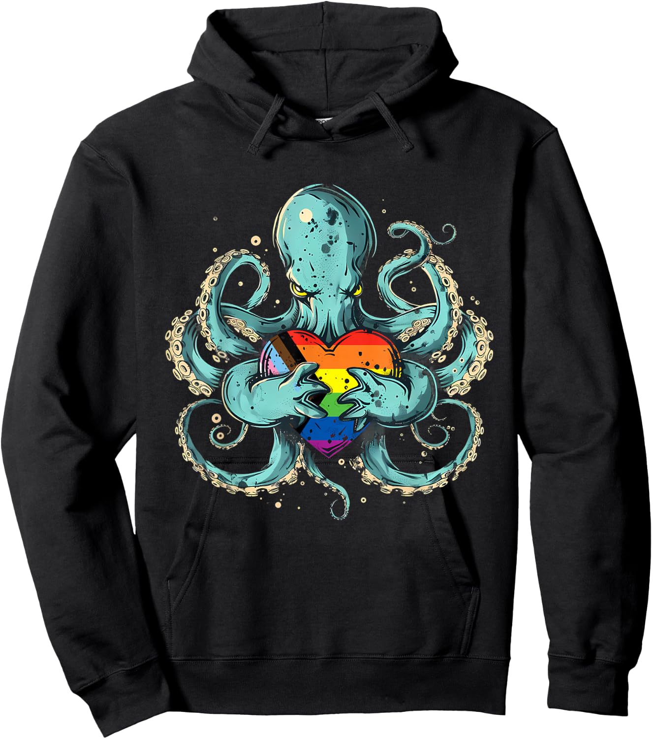 Octopus Progress Pride Flag LGBTQ+ Progressive Pride Flag Hoodie - Hoodie | Black