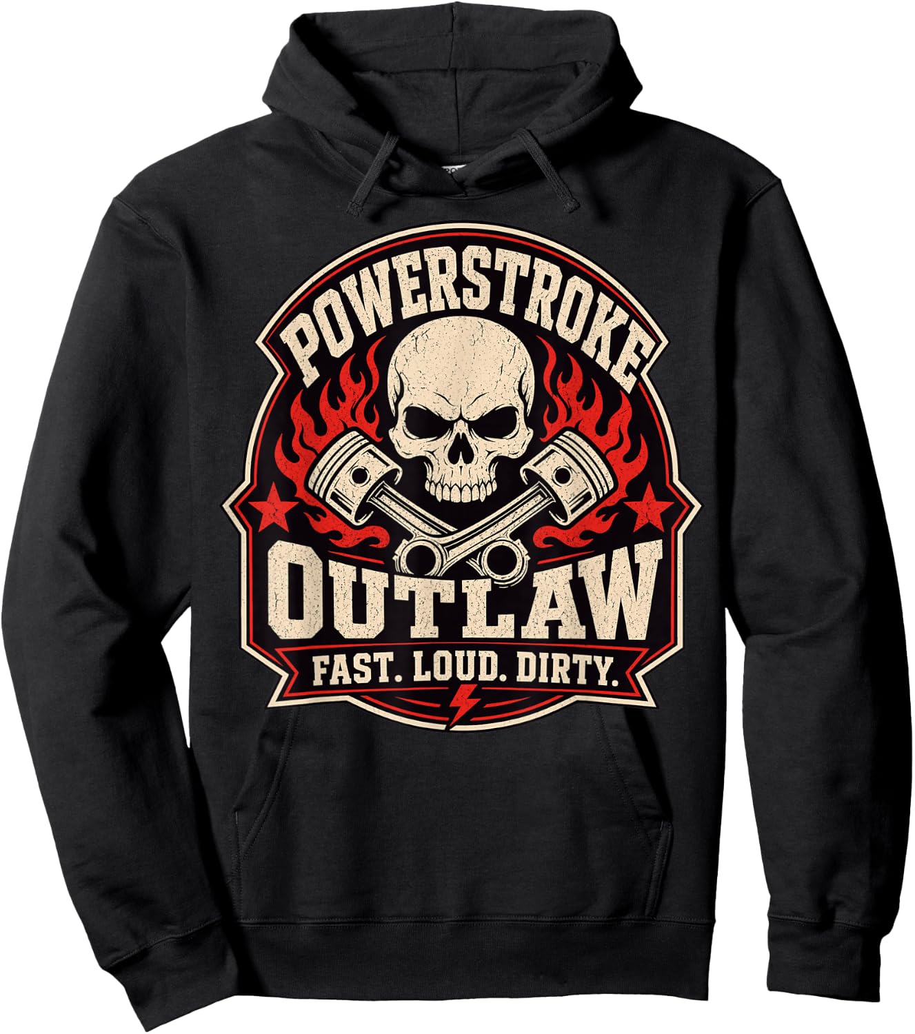 Powerstroke Outlaw Diesel Skull Graphic Fast Loud Dirty Hoodie - Hoodie | Black