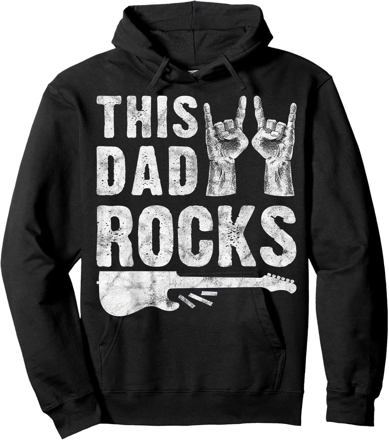 This Dad Rocks Rock n Roll Heavy Metal Fathers Day Hoodie - Hoodie | Black