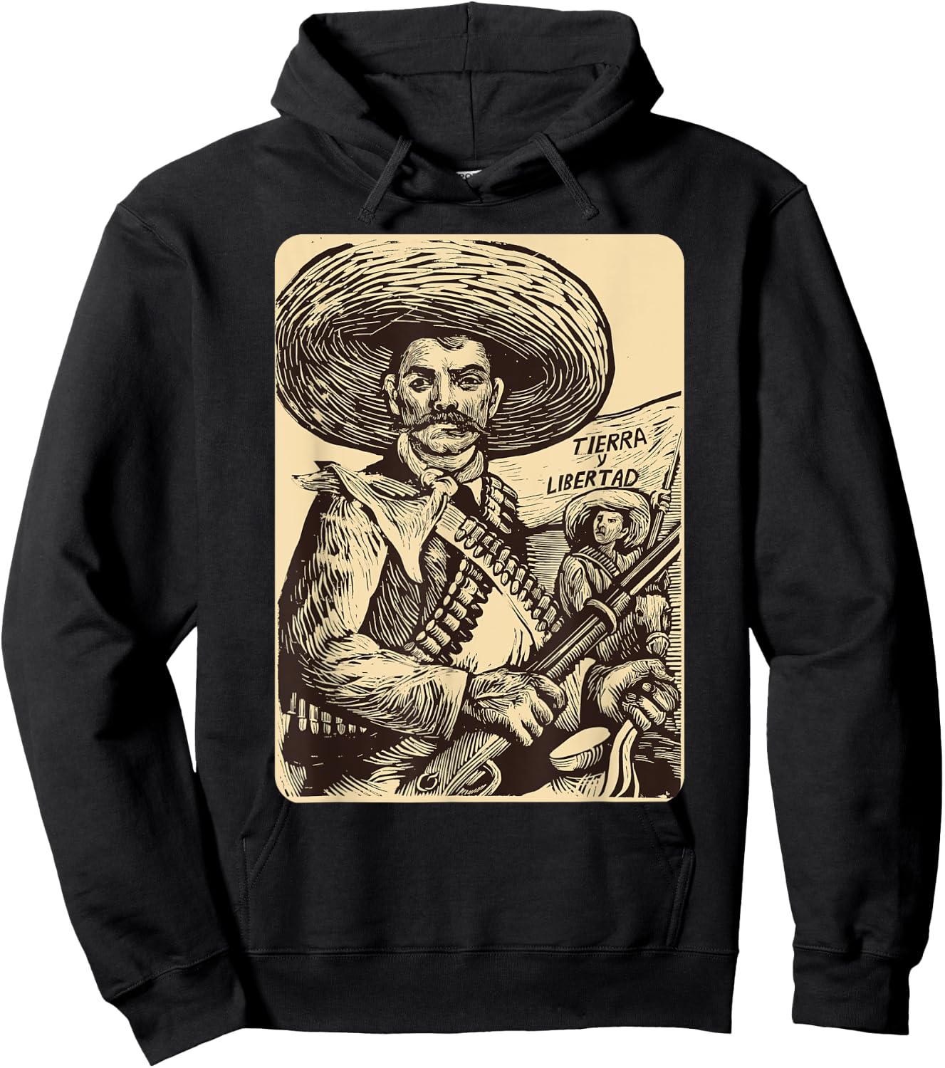 Emiliano Zapata Mexican Revolutionary Land and Liberty Hoodie - Hoodie | Black