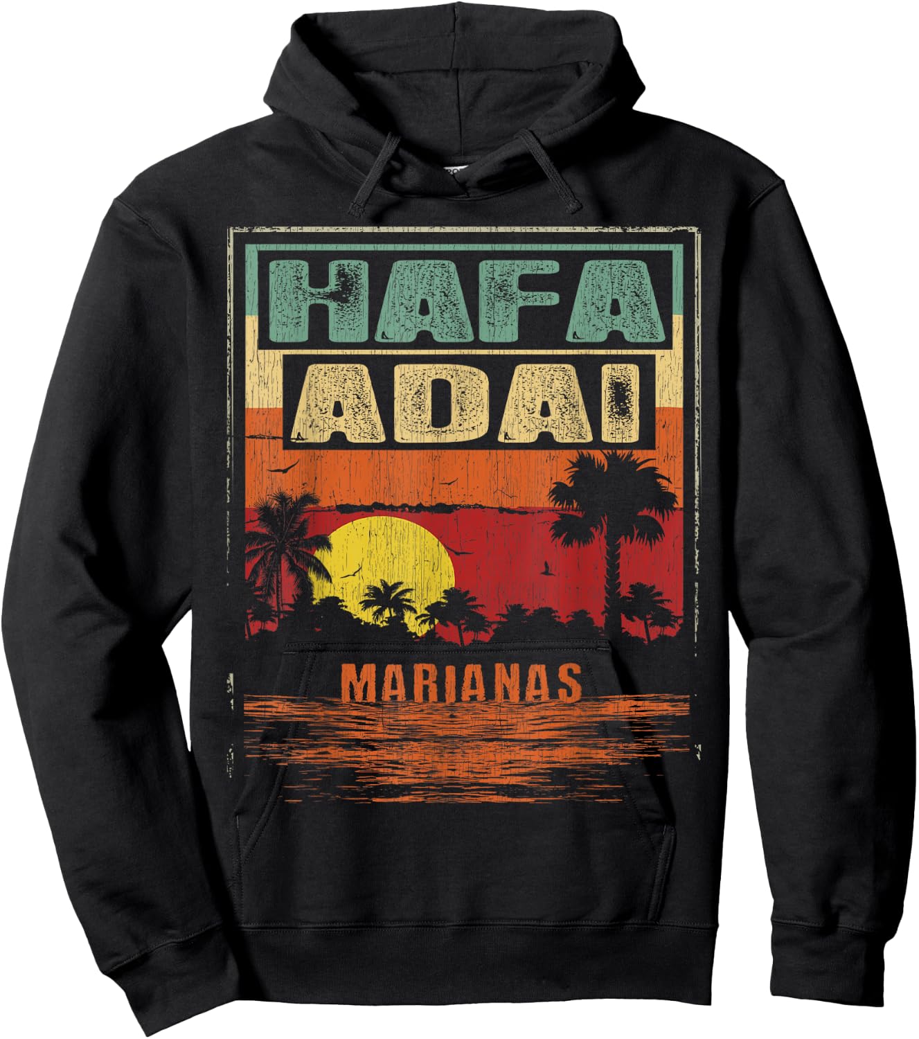 670 Hafa Adai CNMI - Vintage Tropical Marianas Hoodie - Hoodie | Black