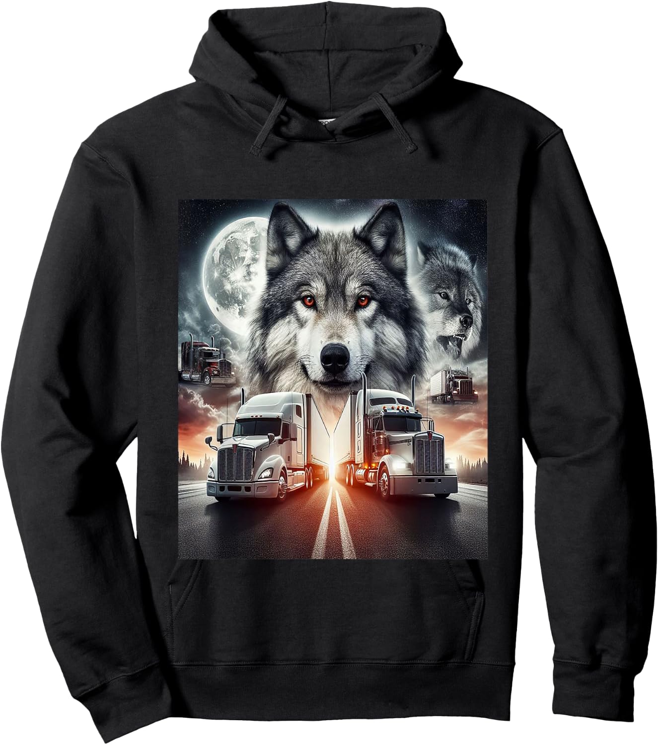 LKW mit Wolf Hoodie - Hoodie | Black