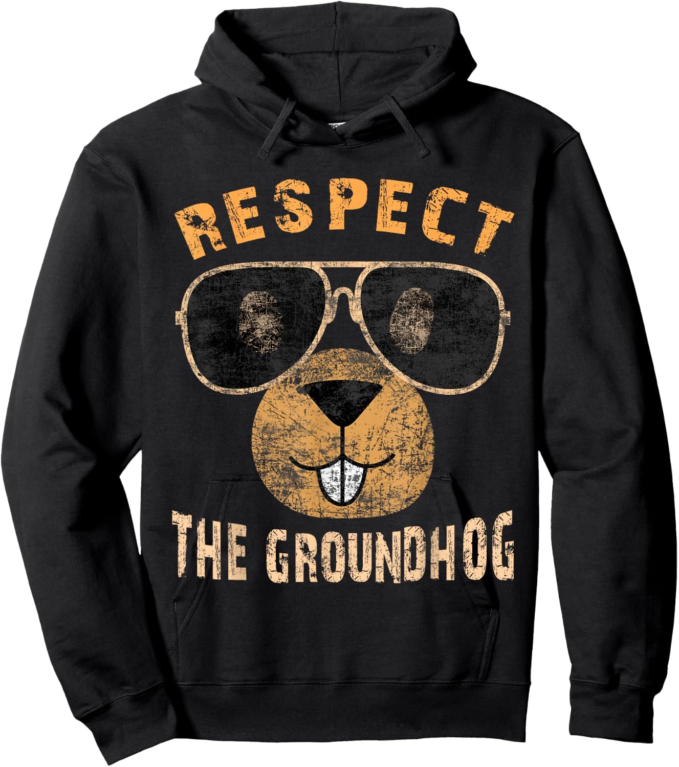 Vintage Retro Respect the Groundhog Holiday | & Hoodie - Hoodie | Black