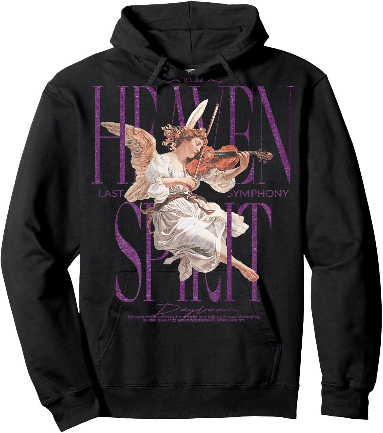 Hip Hop Angel Vintage Edgy Y2K Backprint Streetwear Engel Hoodie - Hoodie | Black