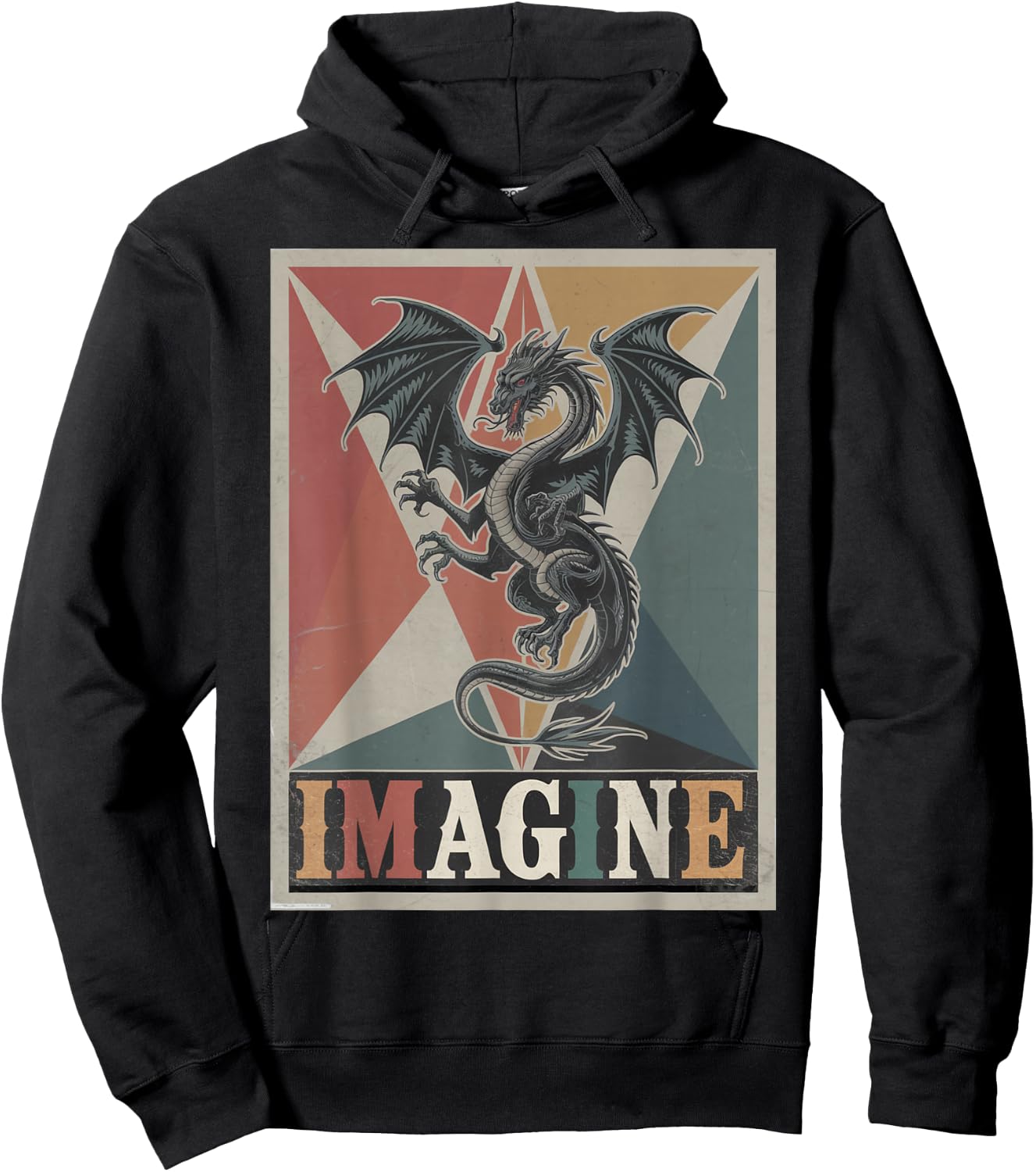 Dragon Retro Vintage Graphic Art Design Hoodie - Hoodie | Black