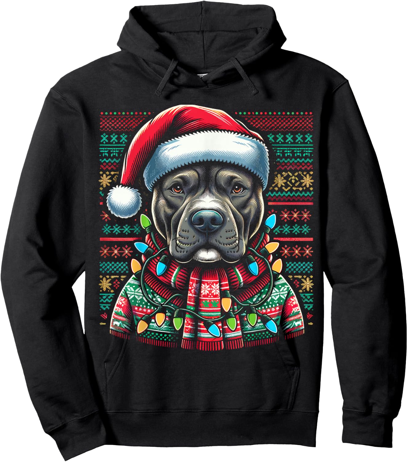 Christmas Pit bull Xmas Pit Bull Mom Dog Lover Santa Hoodie - Hoodie | Black