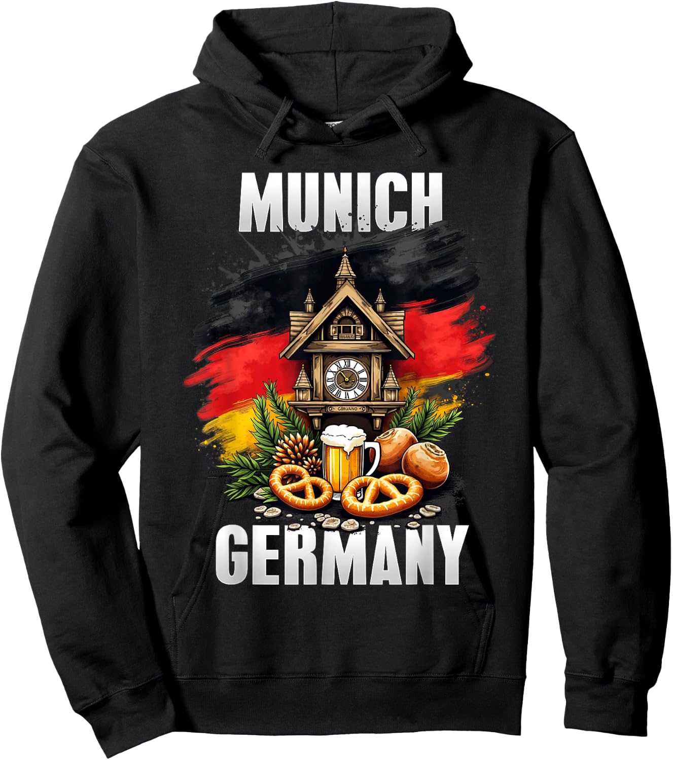 Munich Germany Souvenir German Flag Oktoberfest Travel Hoodie - Hoodie | Black