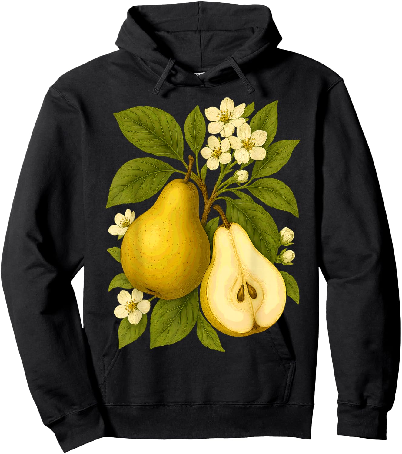 Pear Botanical Fruit Graphic Orchard Farm Nature Harvest Hoodie - Hoodie | Black