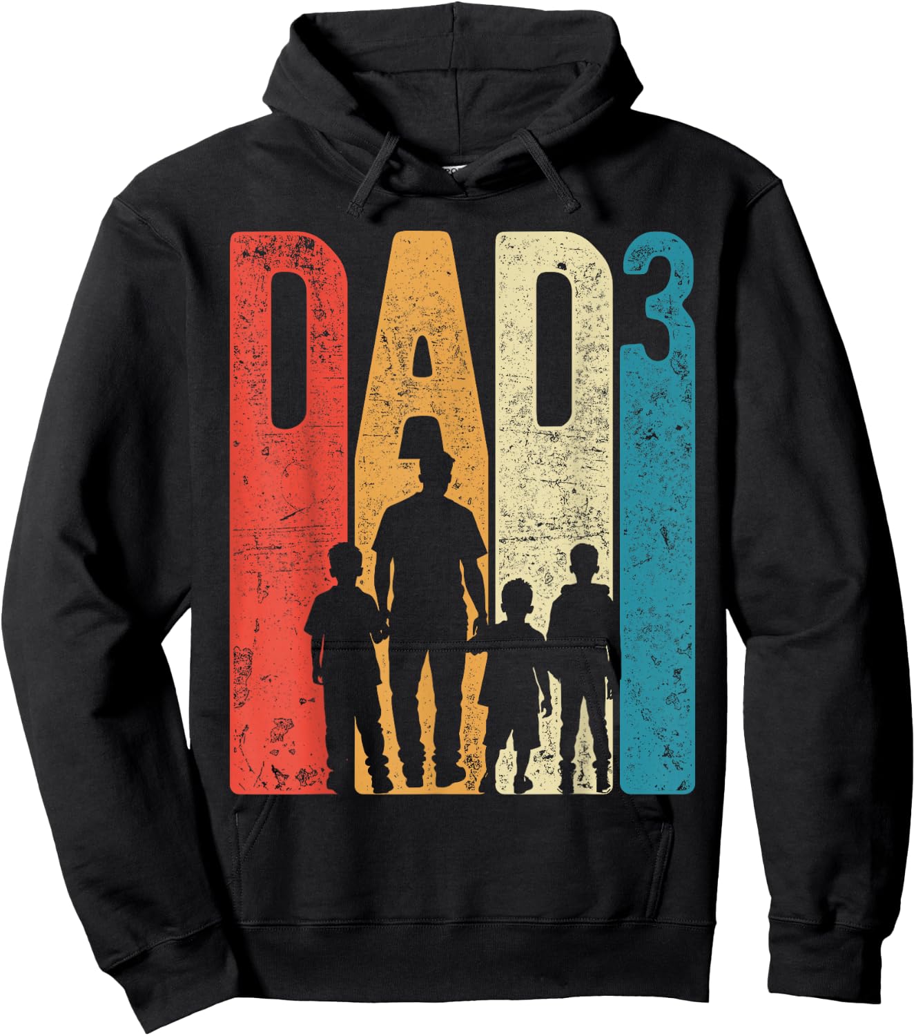 Dad Squared Vatertag Drei Jungen Drei Söhne Vater Retro Hoodie - Hoodie | Black