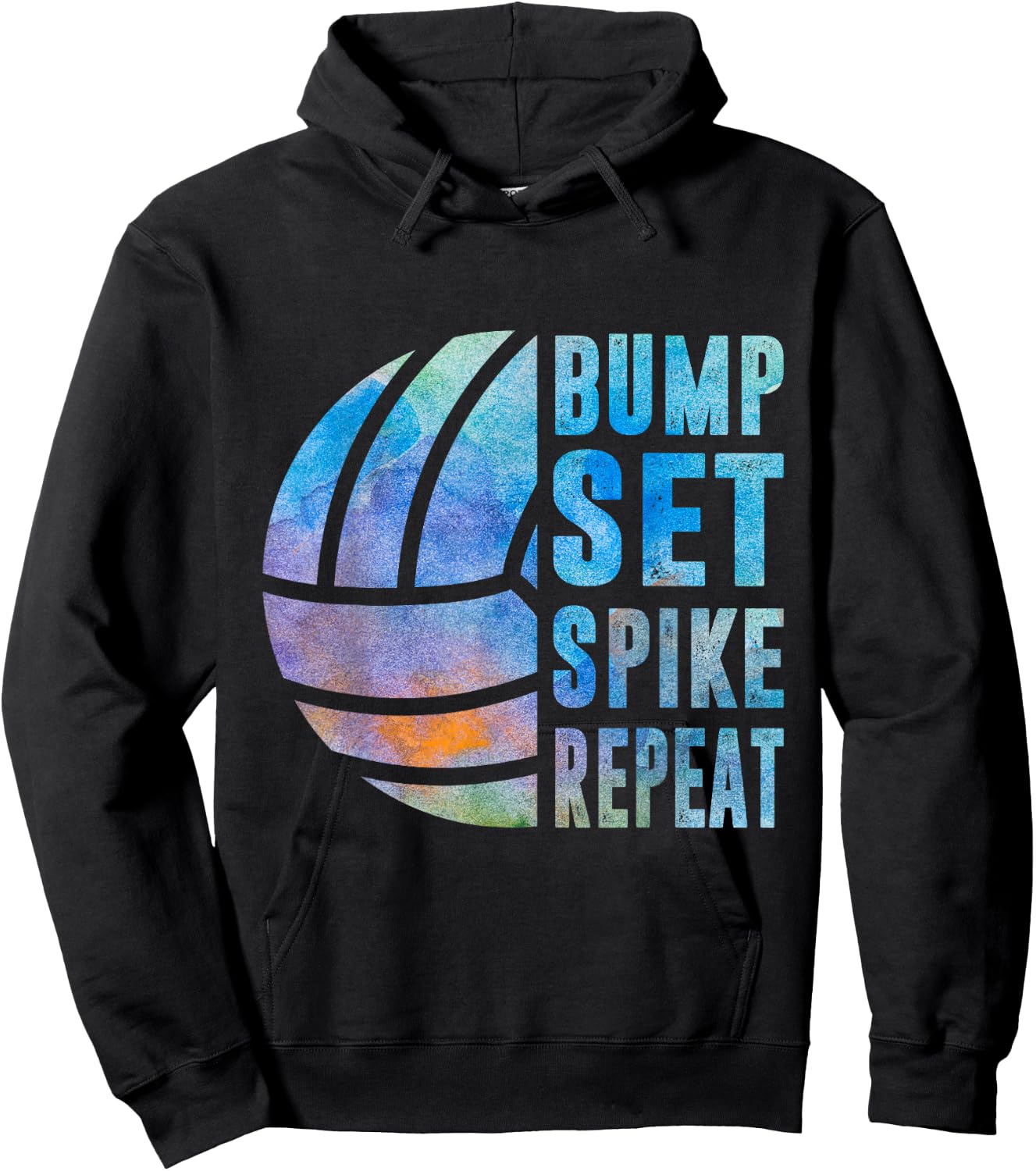 Bump Set Spike Repeat Watercolor Volleyball Women Teen Girls Hoodie - Hoodie | Black