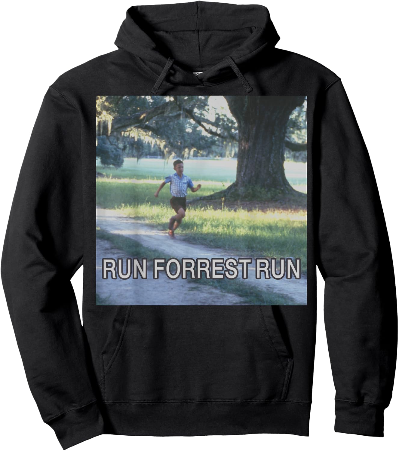 Forrest Gump Run Forrest Run Photo Panel Hoodie - Hoodie | Black
