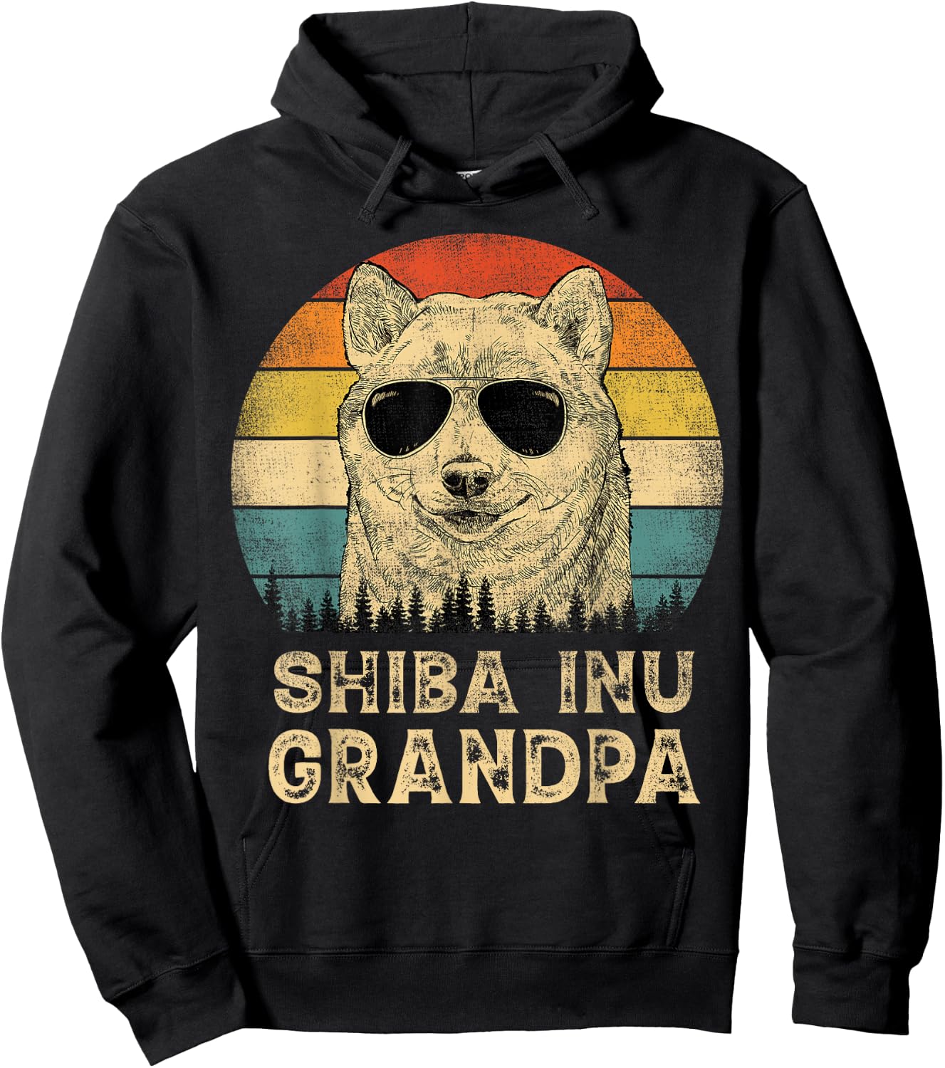 Vintage Shiba Inu Grandpa Dog Lovers Father's Day Men Women Hoodie - Hoodie | Black