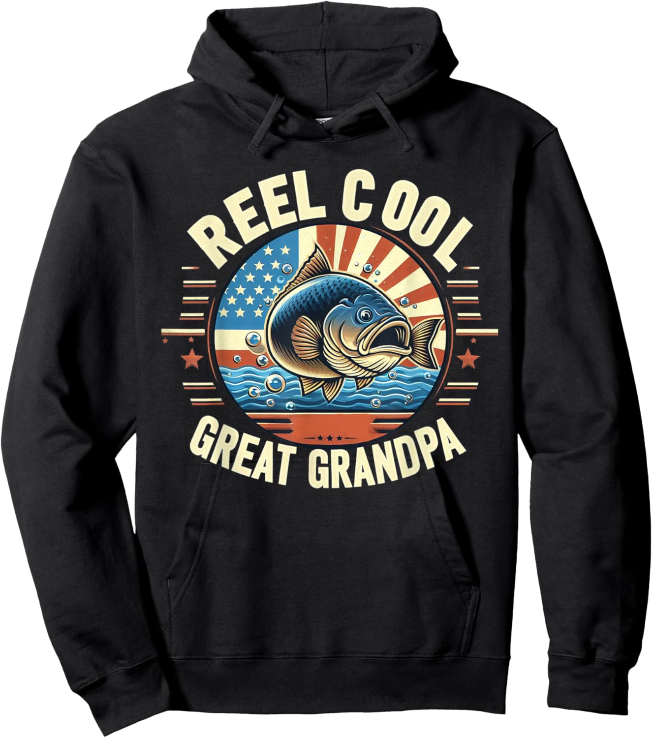 Reel Cool Great Grandpa Fishing Funny Fish Father's Day Hoodie - Hoodie | Black