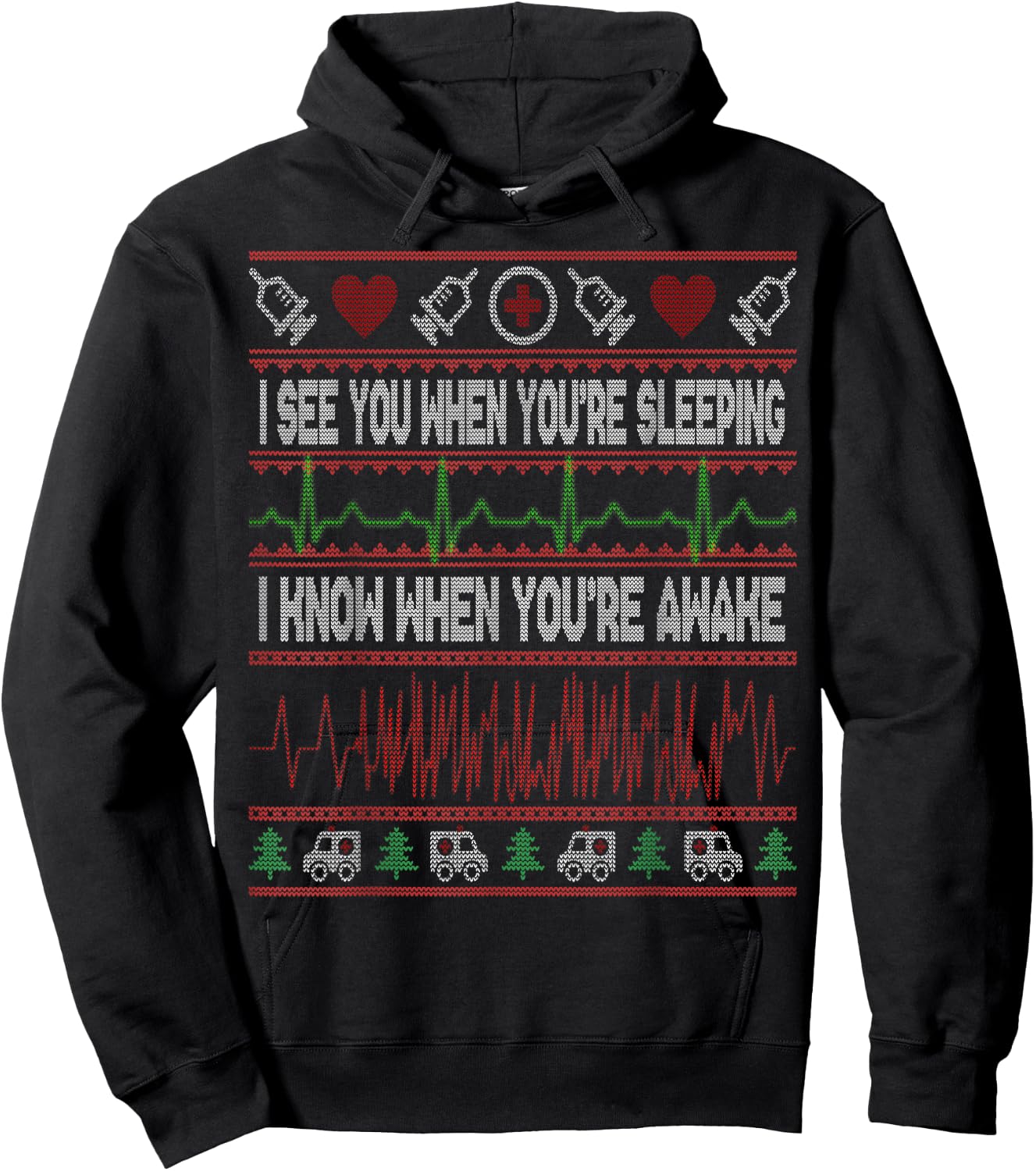 Tachy Nurse Ugly Christmas Sweater Doctor Medical Hoodie - Hoodie | Black