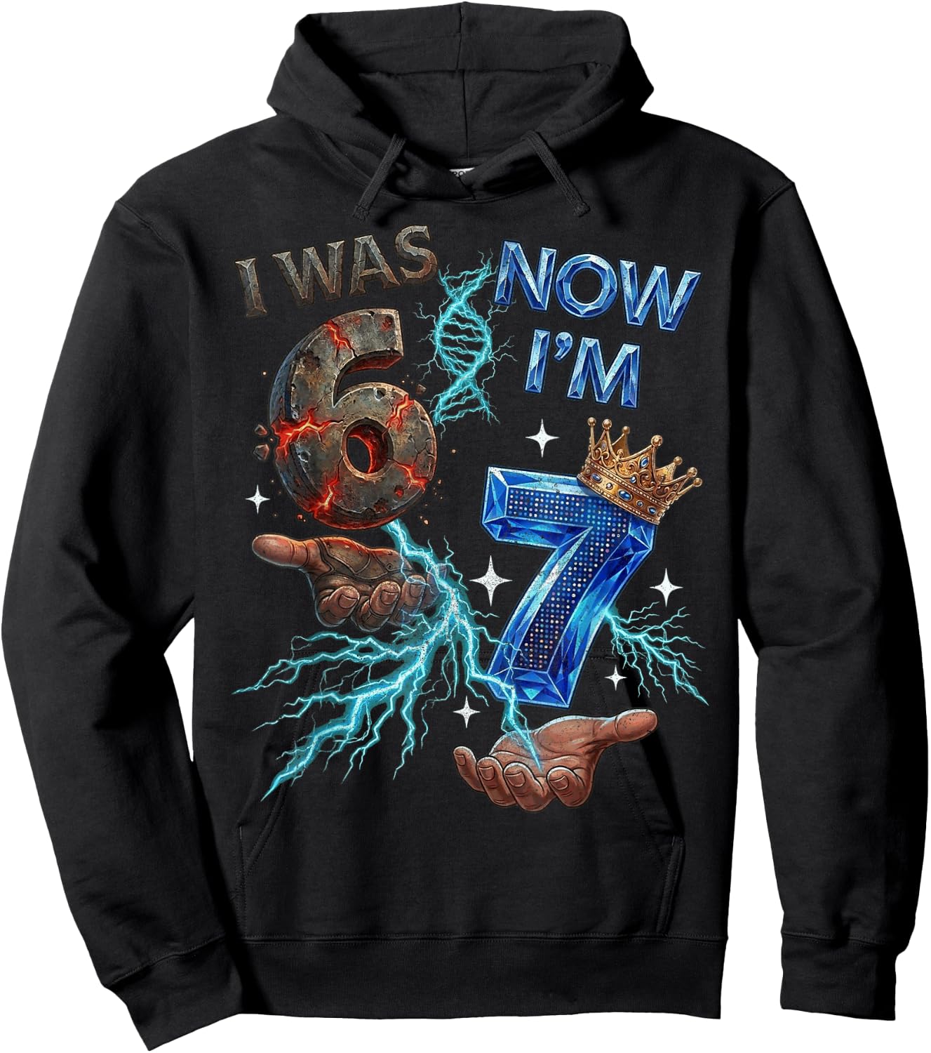 I was 6 Now I'm 7 7th Birthday 6 7 Birthday Boys 67 Hoodie - Hoodie | Black