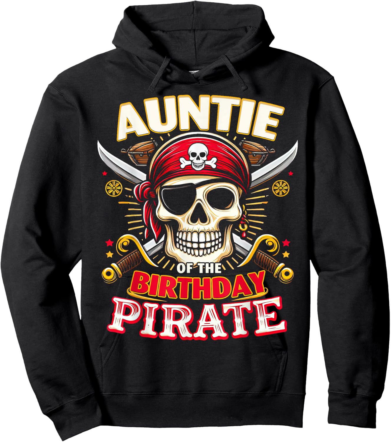 Auntie of the Birthday Pirate Themed Matching Bday Party Hoodie - Hoodie | Black