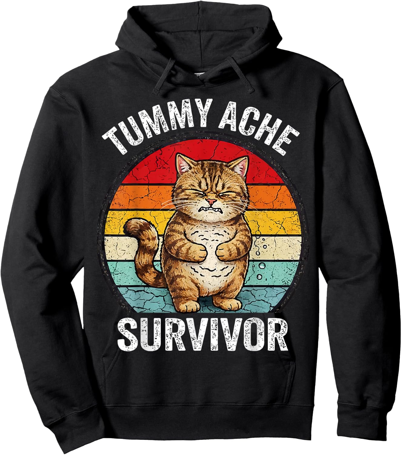 Tummy Ache Survivor Cat Hoodie - Hoodie | Black