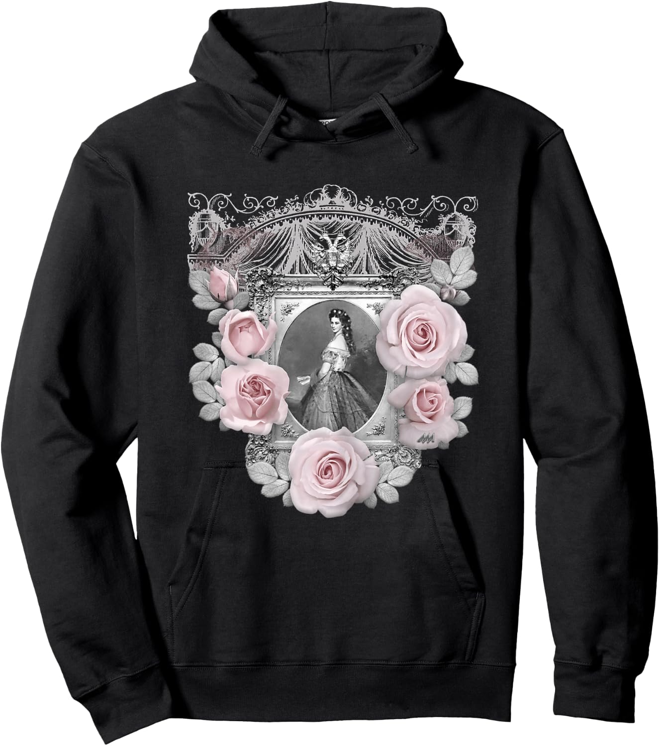Empress Elisabeth of Austria/Sisi - with Roses in Pink Hoodie - Hoodie | Black