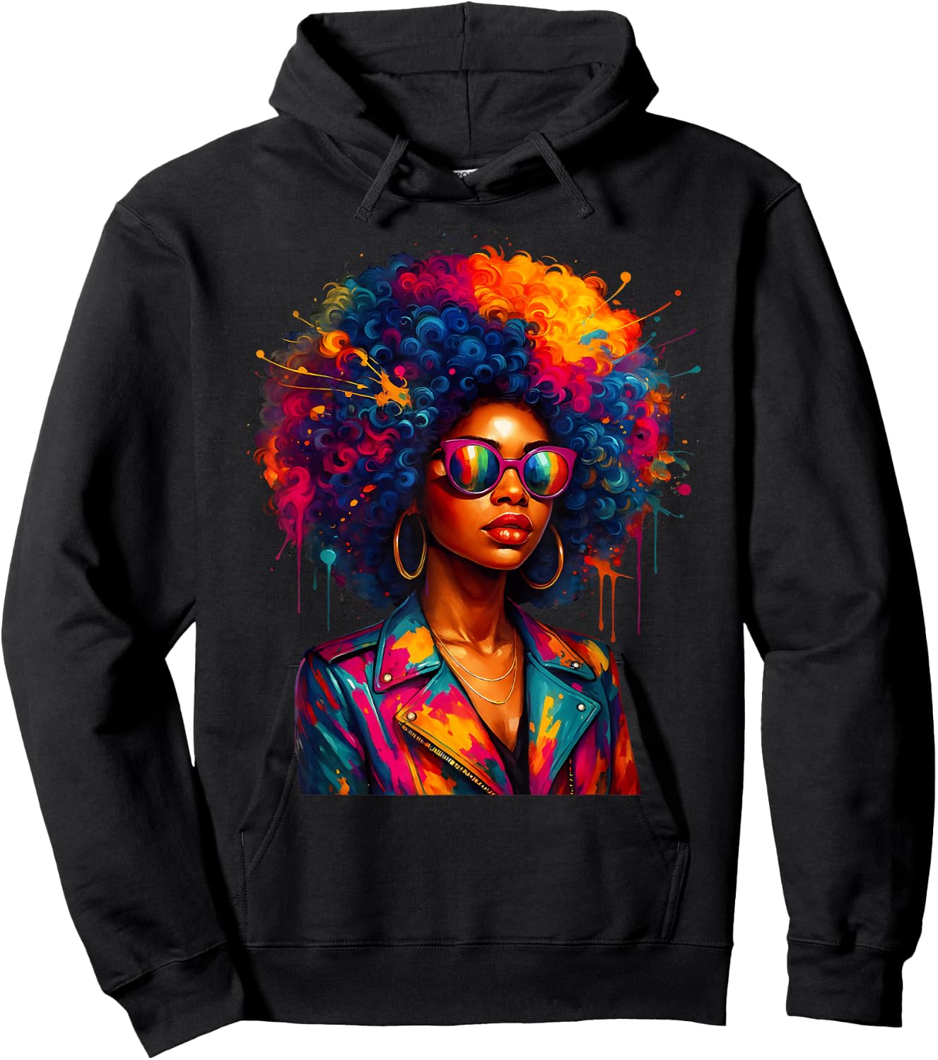 Black Queen Afro African Melanin Dripping Girl Women Hoodie - Hoodie | Black