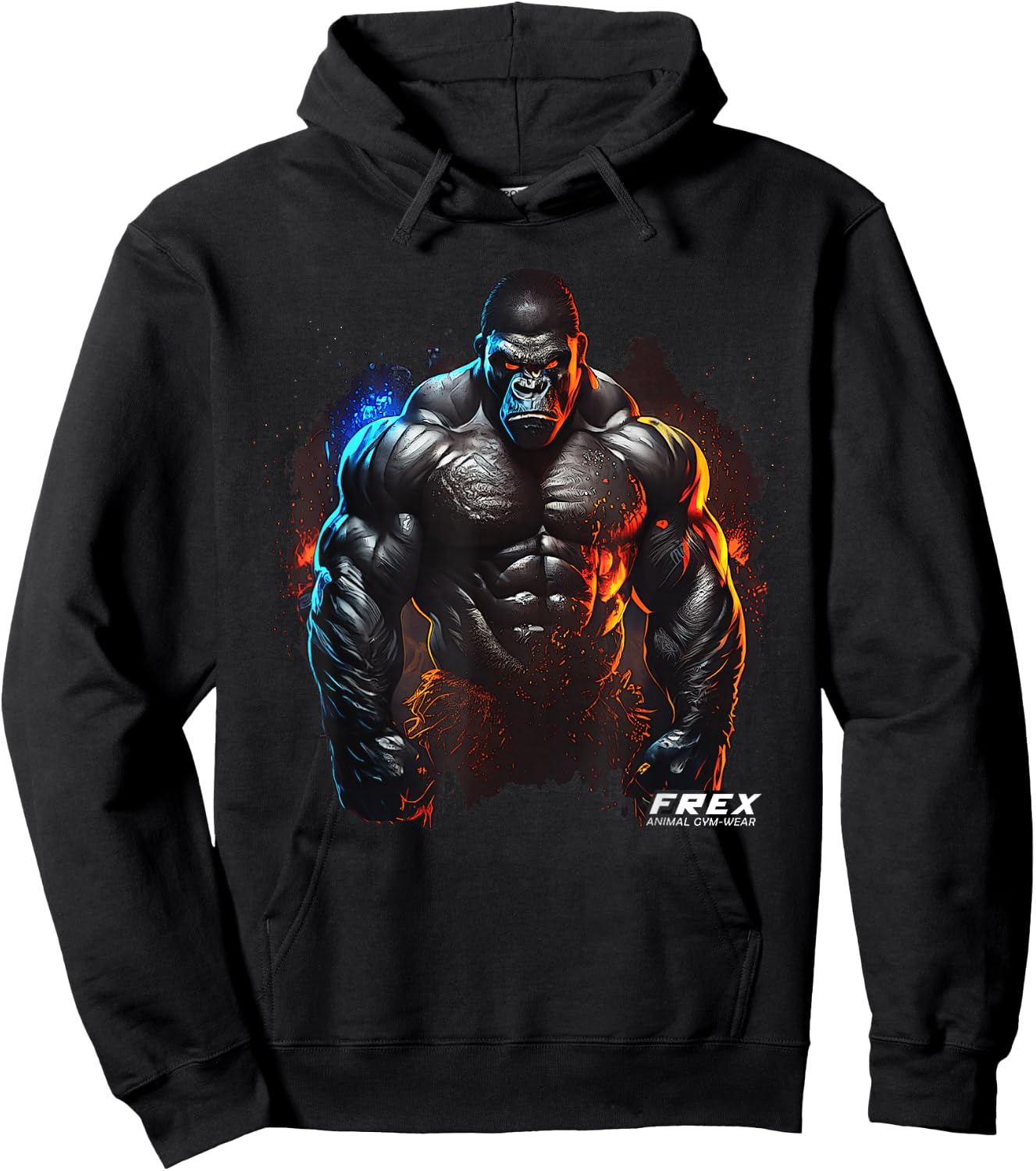 FREX Animal Gym-Wear Gorilla Affe Damen Bodybuilding Workout Motivations- Schwarz Kurzarm S EU 34/36 Hoodie - Hoodie | Black