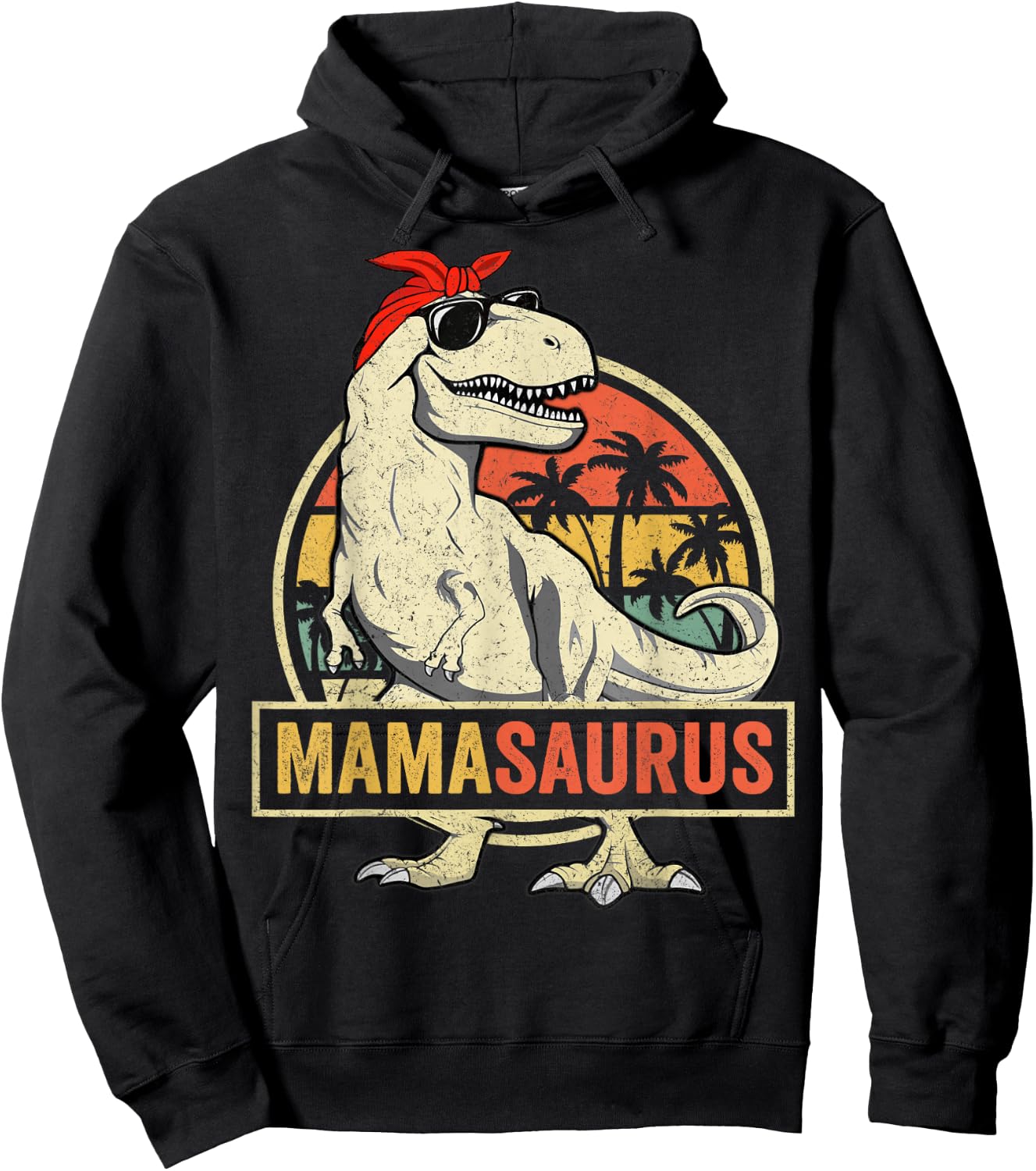 Mamasaurus T rex Dinosaur Funny Mama Saurus Family Matching Hoodie - Hoodie | Black