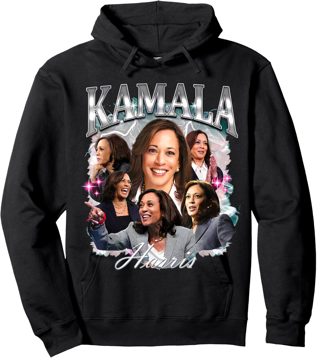 Kamala Harris 2024 For President Pink Bootleg Style Hoodie - Hoodie | Black