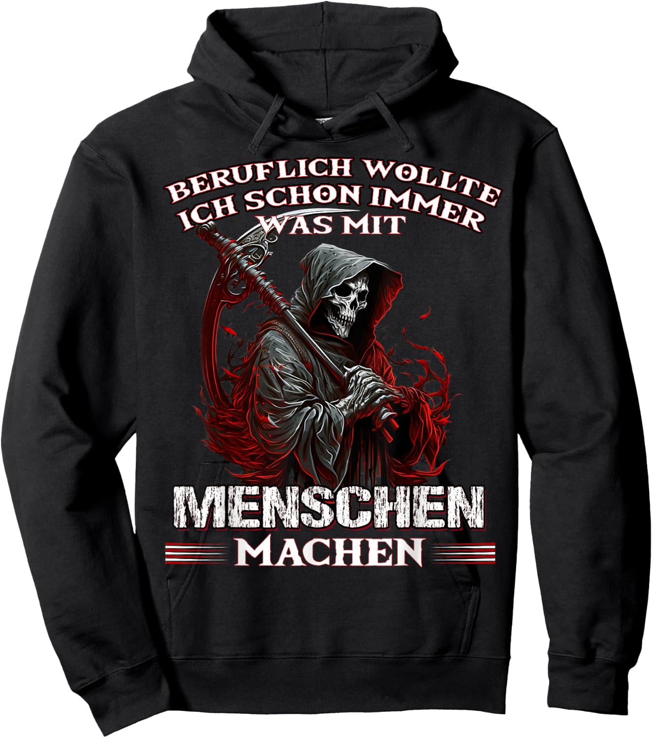 with German Text "Beruflich wollte ich schon immer was mit Menschen machen" (, black Hoodie - Hoodie | Black