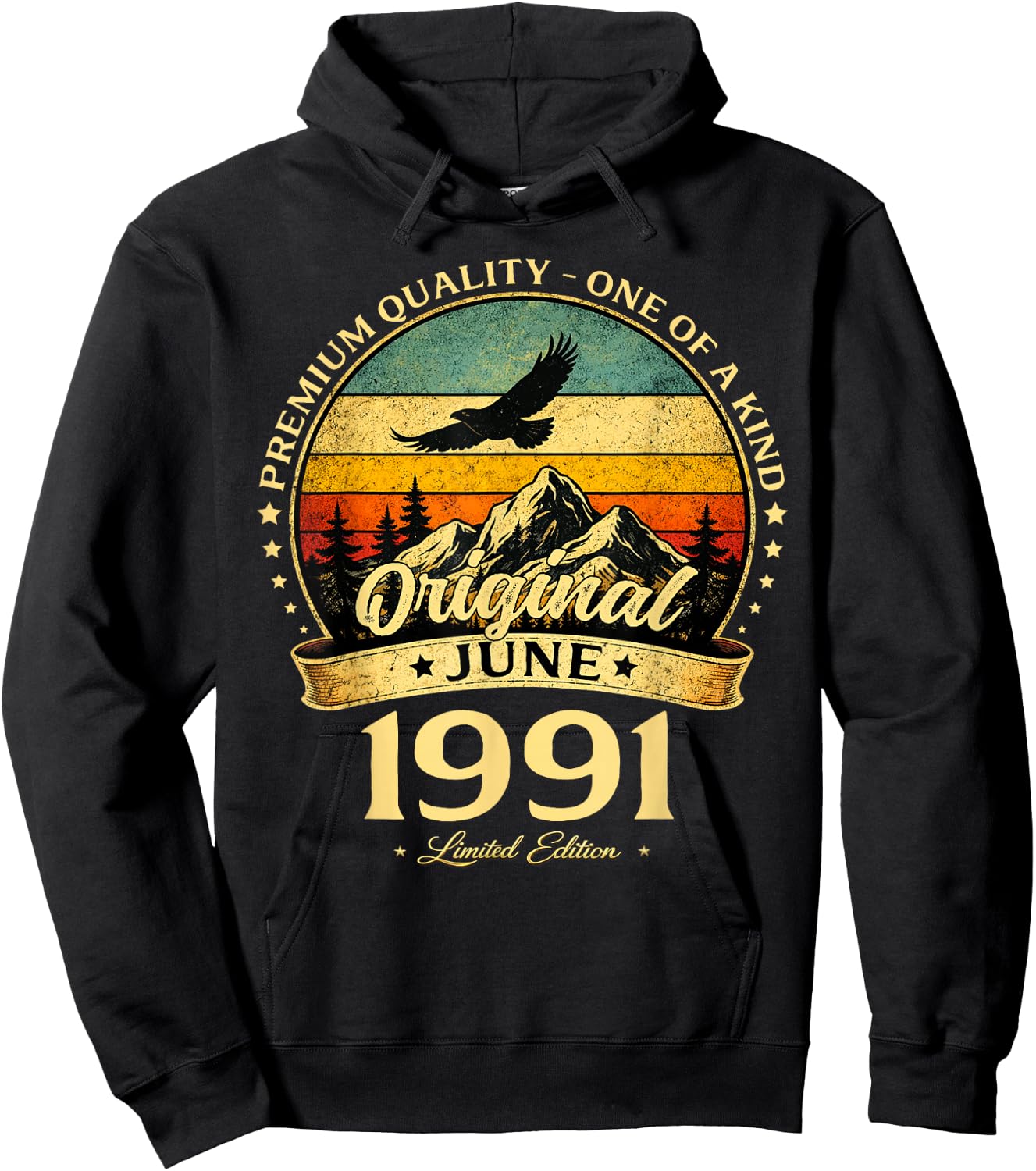 35 Ans Anniversaire Homme Cadeau Juin 1991 Vintage Hoodie - Hoodie | Black