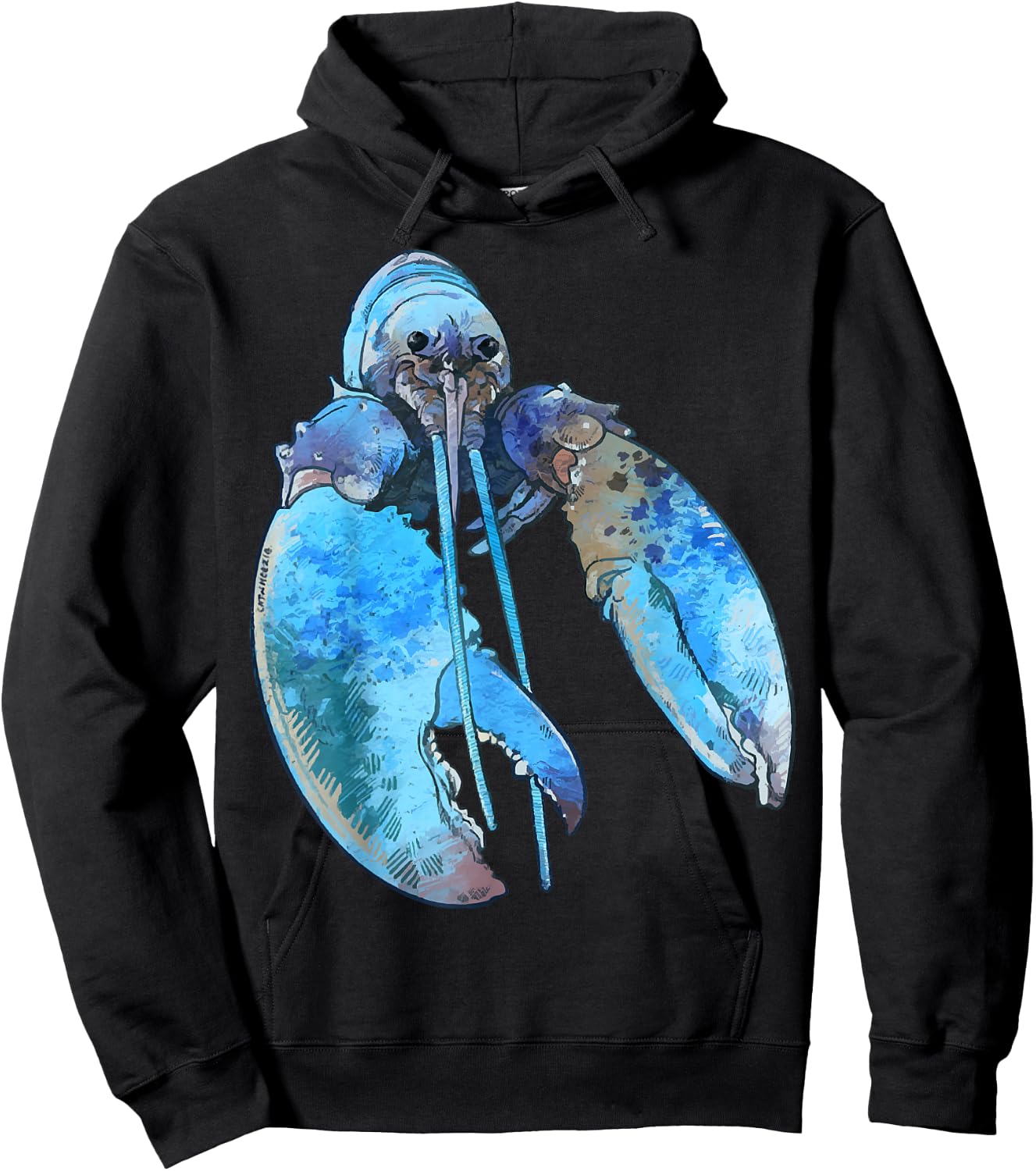 Funny Jumpscare Lobster Meme Blue Crustacean Hoodie - Hoodie | Black