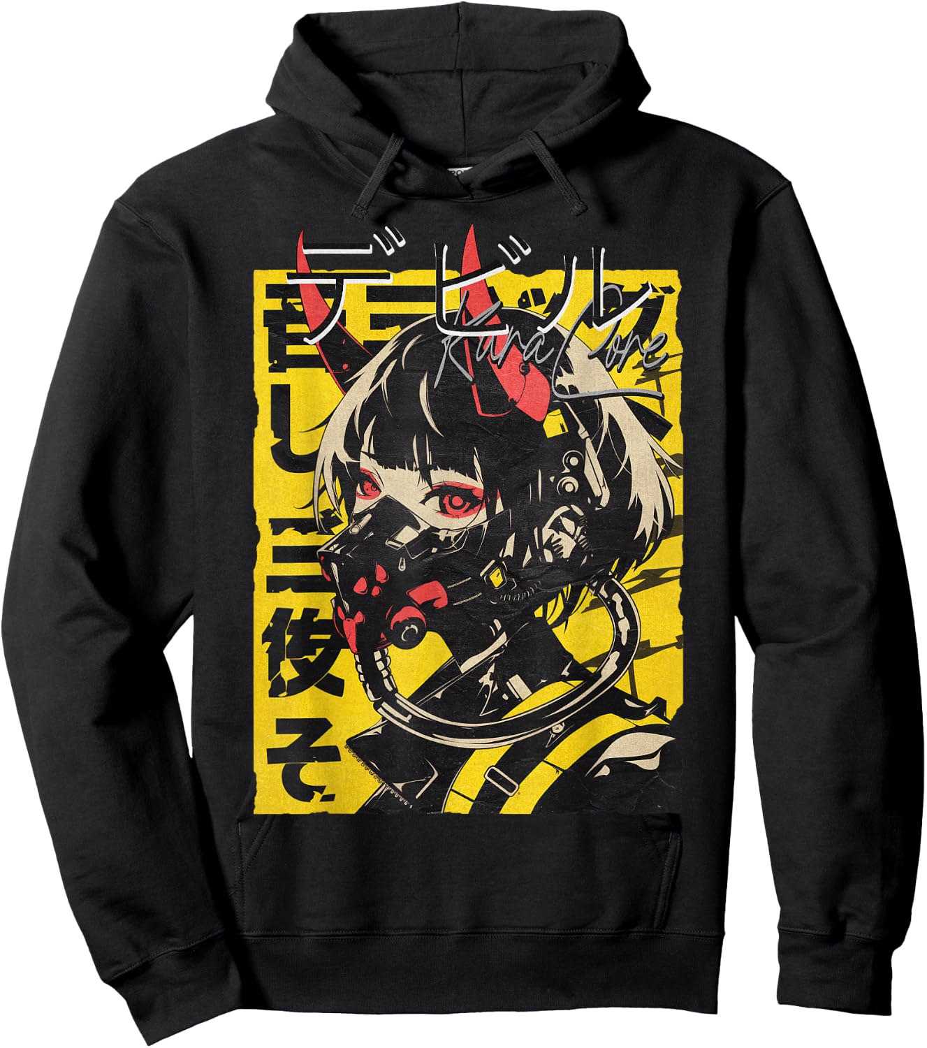 KuraCore Japan Streetwear Cyberpunk Y2K Techwear Retro Manga Anime Schwarz S Hoodie - Hoodie | Black