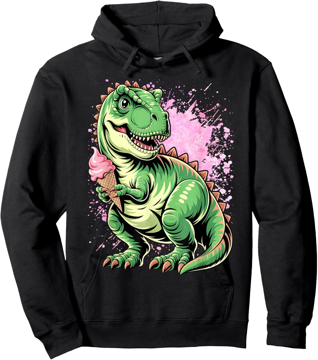 Ice Cream Dinosaur Brontosaurus Delicious Icecream Dino Hoodie - Hoodie | Black