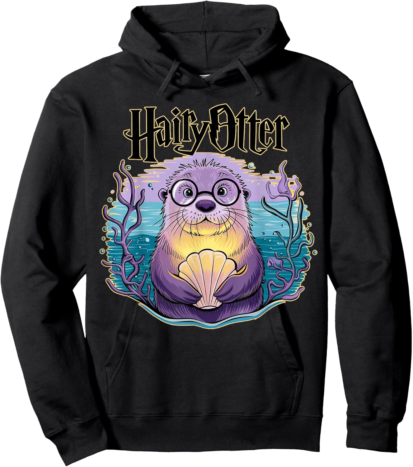 Christmas Lover Hairy Otter Funny Cute Kawaii Christmas Otter -Adults - Black, Small Hoodie - Hoodie | Black