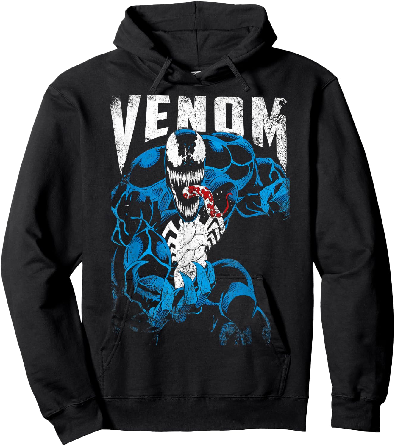 Marvel Venom Bloody Tongue Out Distressed Small Hoodie - Hoodie | Black