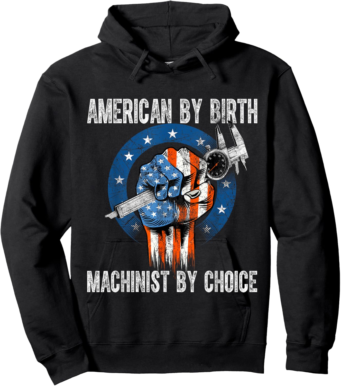 Machinist by Choice - American USA Flag CNC Machine Operator Hoodie - Hoodie | Black