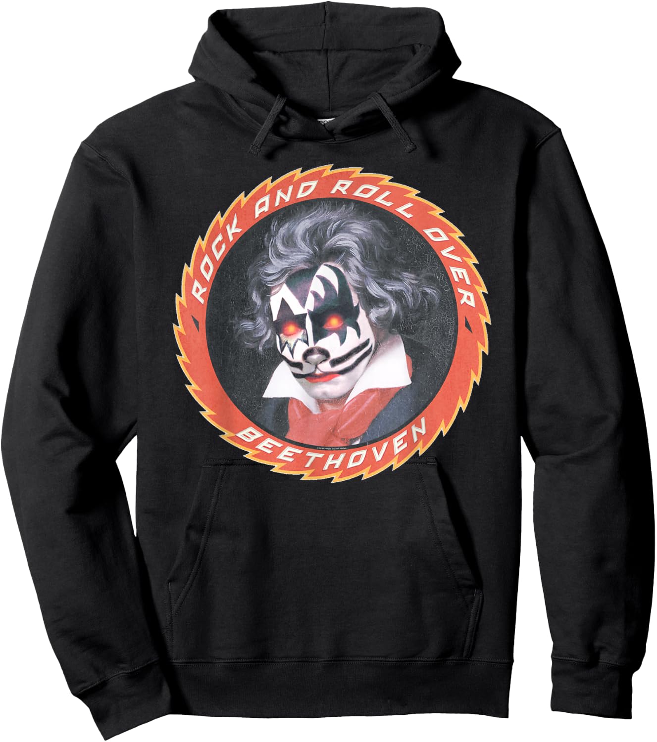 KISS Beethoven , Black, Small, -Adults, Short Sleeve, , Classic Fit, Cotton 65% Polyester 35% Hoodie - Hoodie | Black