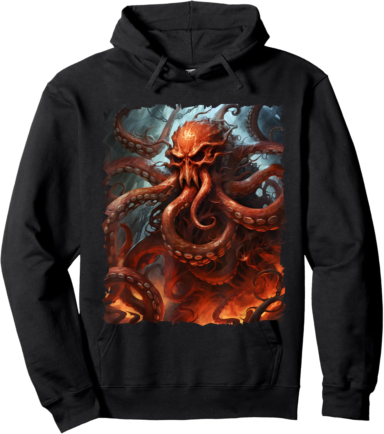 Giant Red Octopus Kraken with Tentacles Sea Monster Hoodie - Hoodie | Black