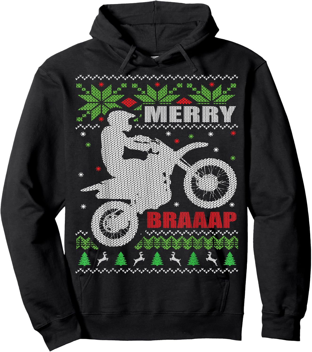 Dirt Bike Ugly Christmas Style Motocross Gift Hoodie - Hoodie | Black