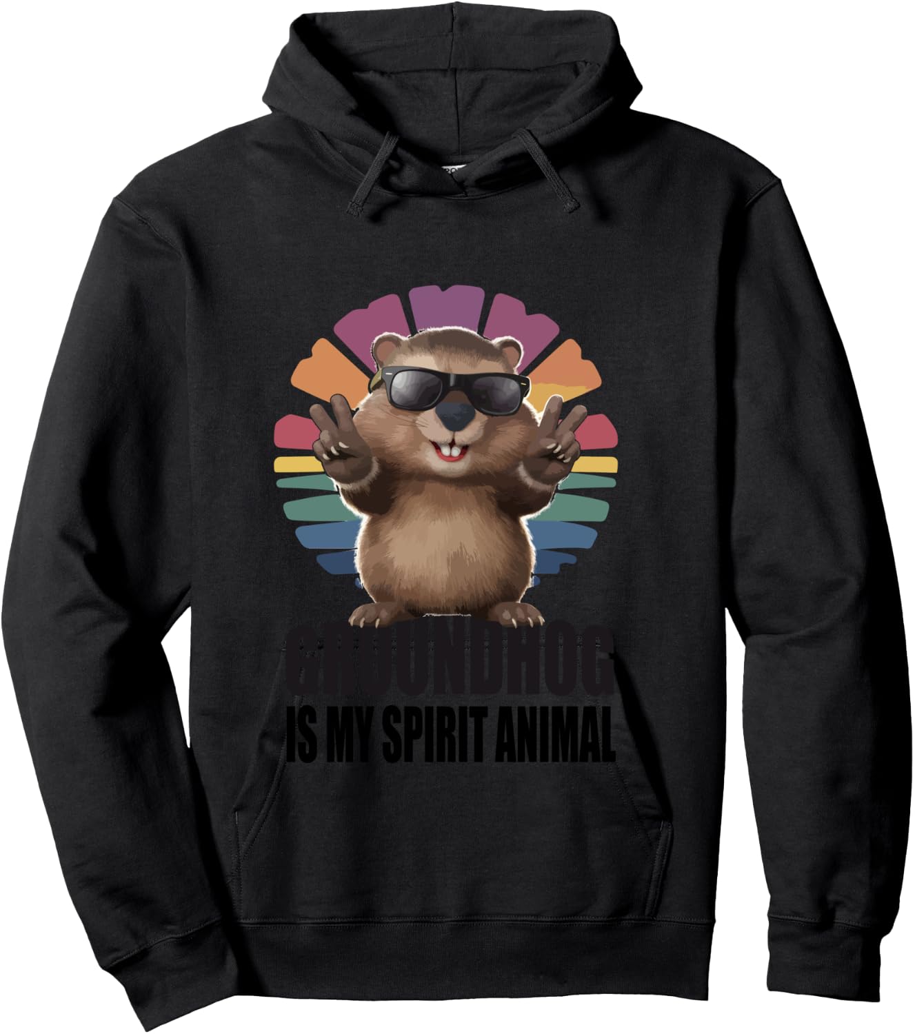 Groundhog Is My Spirit Animal - Cute Groundhog Day Groundhog Hoodie - Hoodie | Black