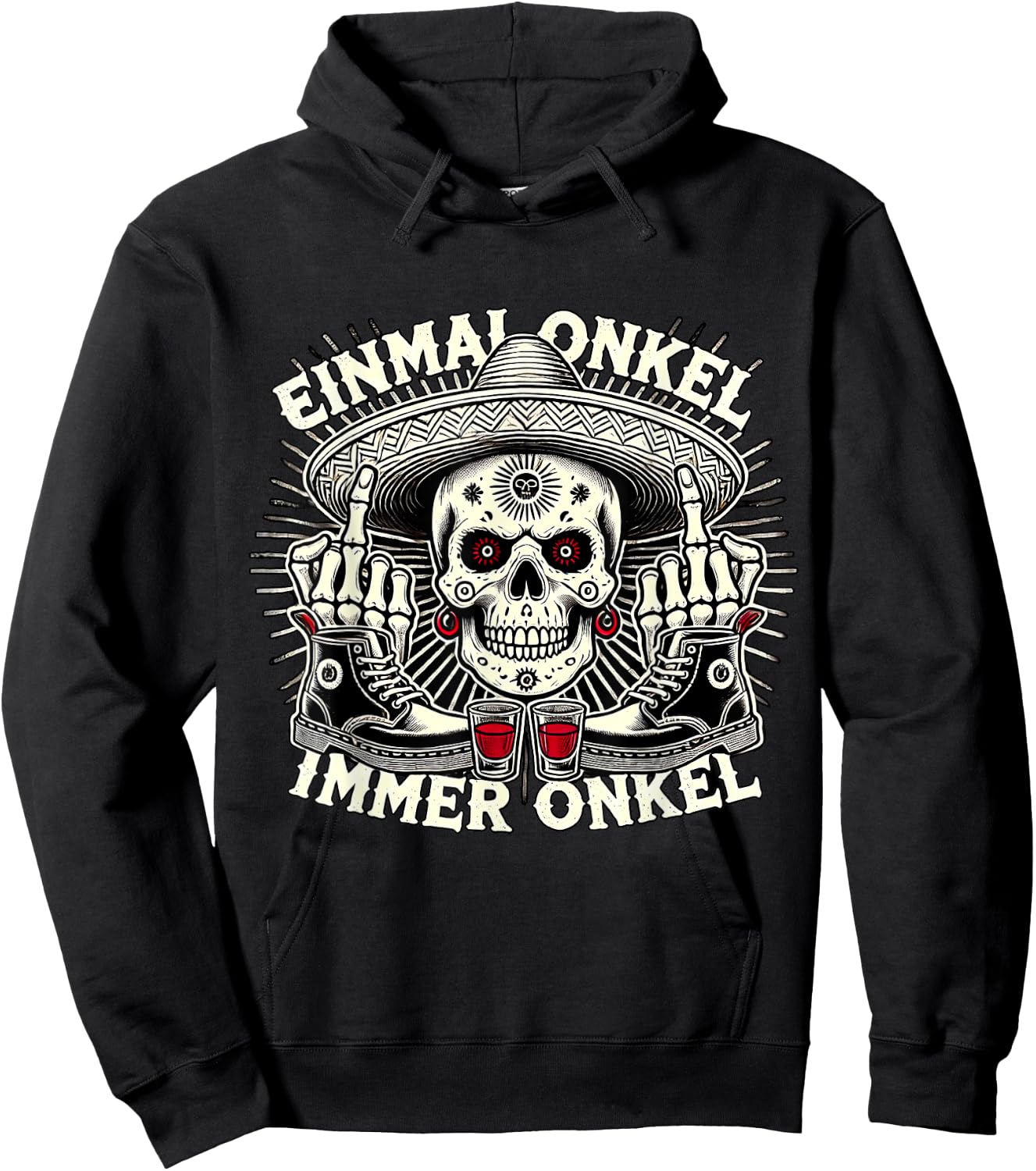 La Familia Los Tioz 2025 with German Text "Einmal Onkel, Immer Onkel Hoodie - Hoodie | Black
