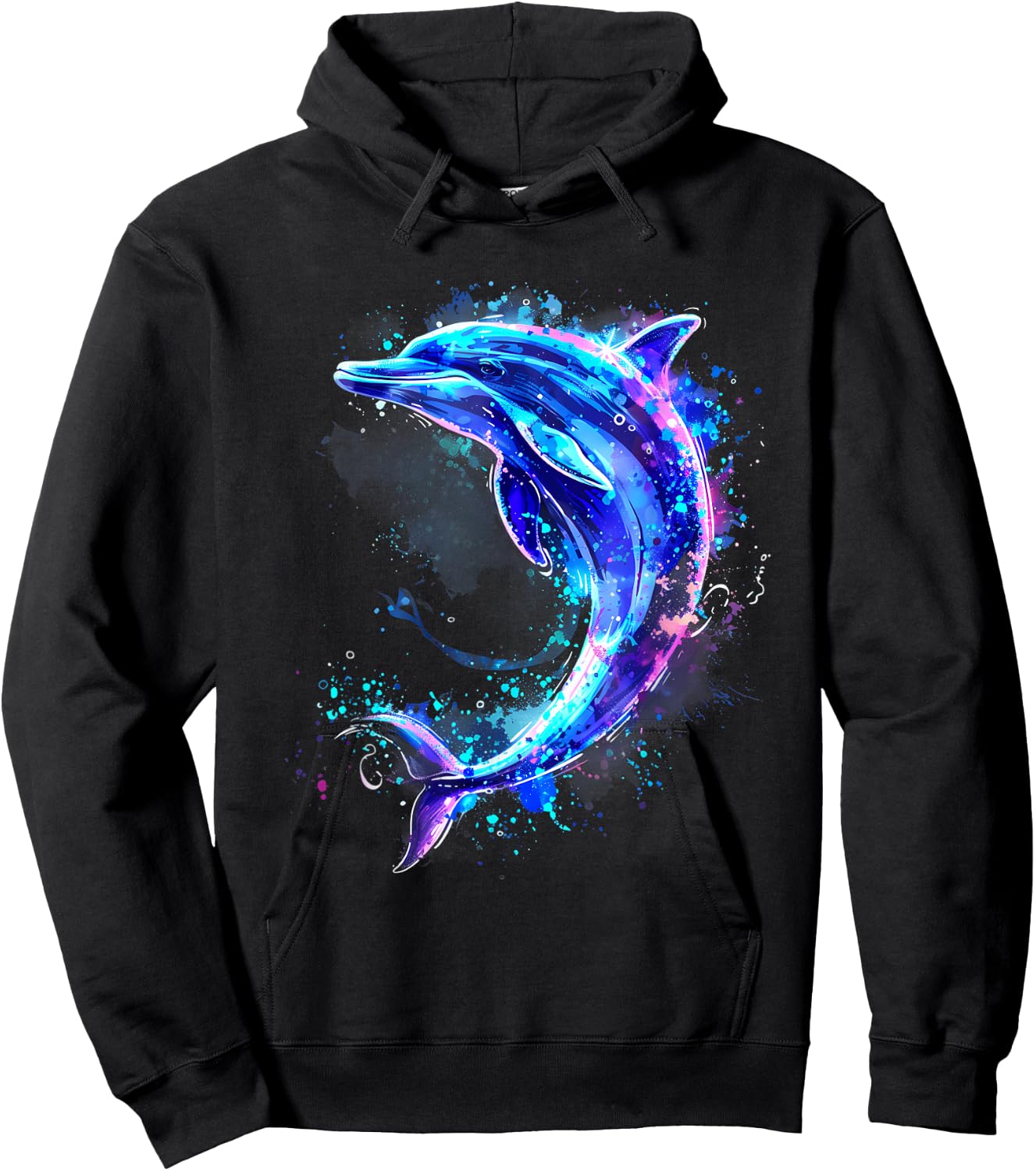 Dolphin Sea Ocean Dolphin Artwork Ocean Sea Animal Lover , black Hoodie - Hoodie | Black