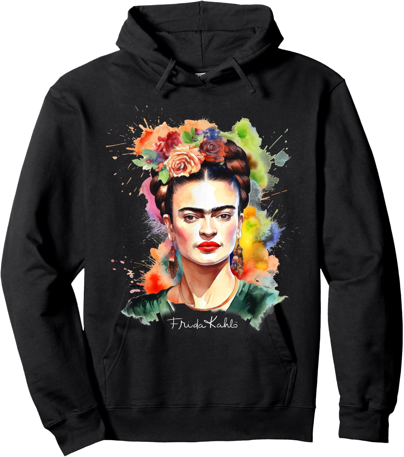 Frida Kahlo - Damen Schwarz V-Ausschnitt Kurzarm Small EU 16.5 Hoodie - Hoodie | Black