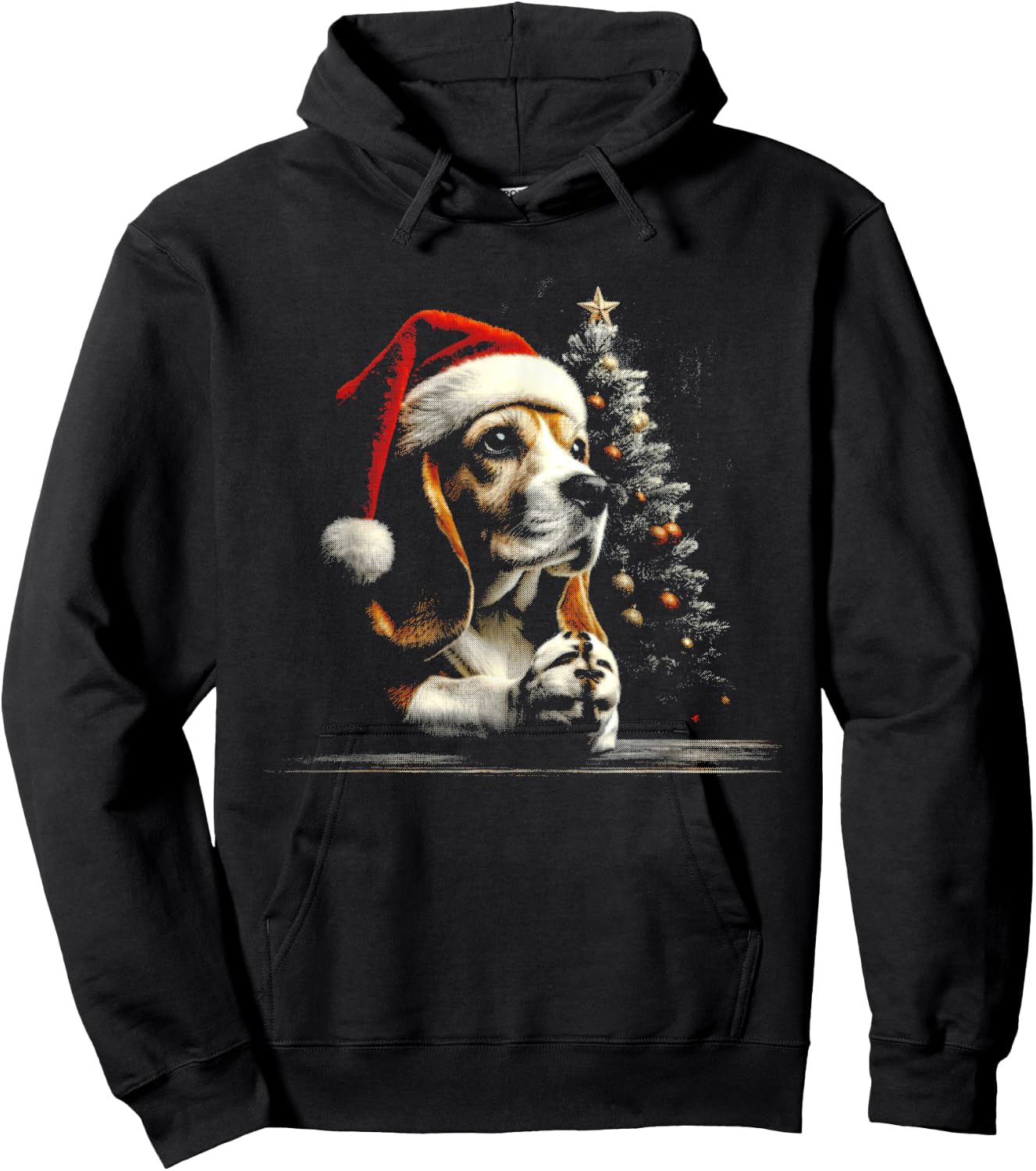 Beagle Santa Hat - Funny Cute Dog Xmas Christmas Lover Hoodie - Hoodie | Black