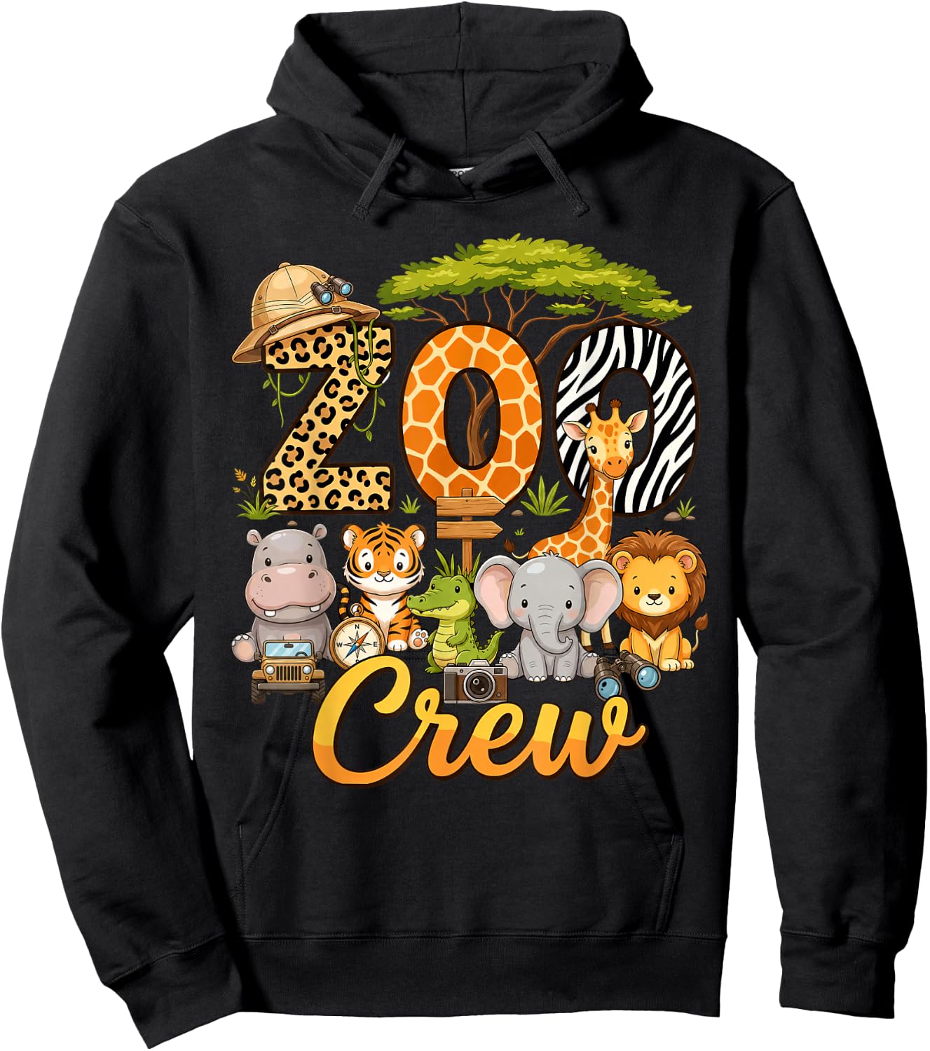 Zoo Crew Safari Animals Wildlife Animal Wild Field Trip Hoodie - Hoodie | Black