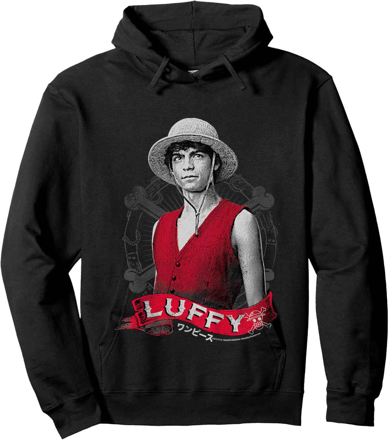 Kids One Piece Monkey D Luffy Live Action Pirate Straw Hat for Kids , Black, 2 Hoodie - Hoodie | Black
