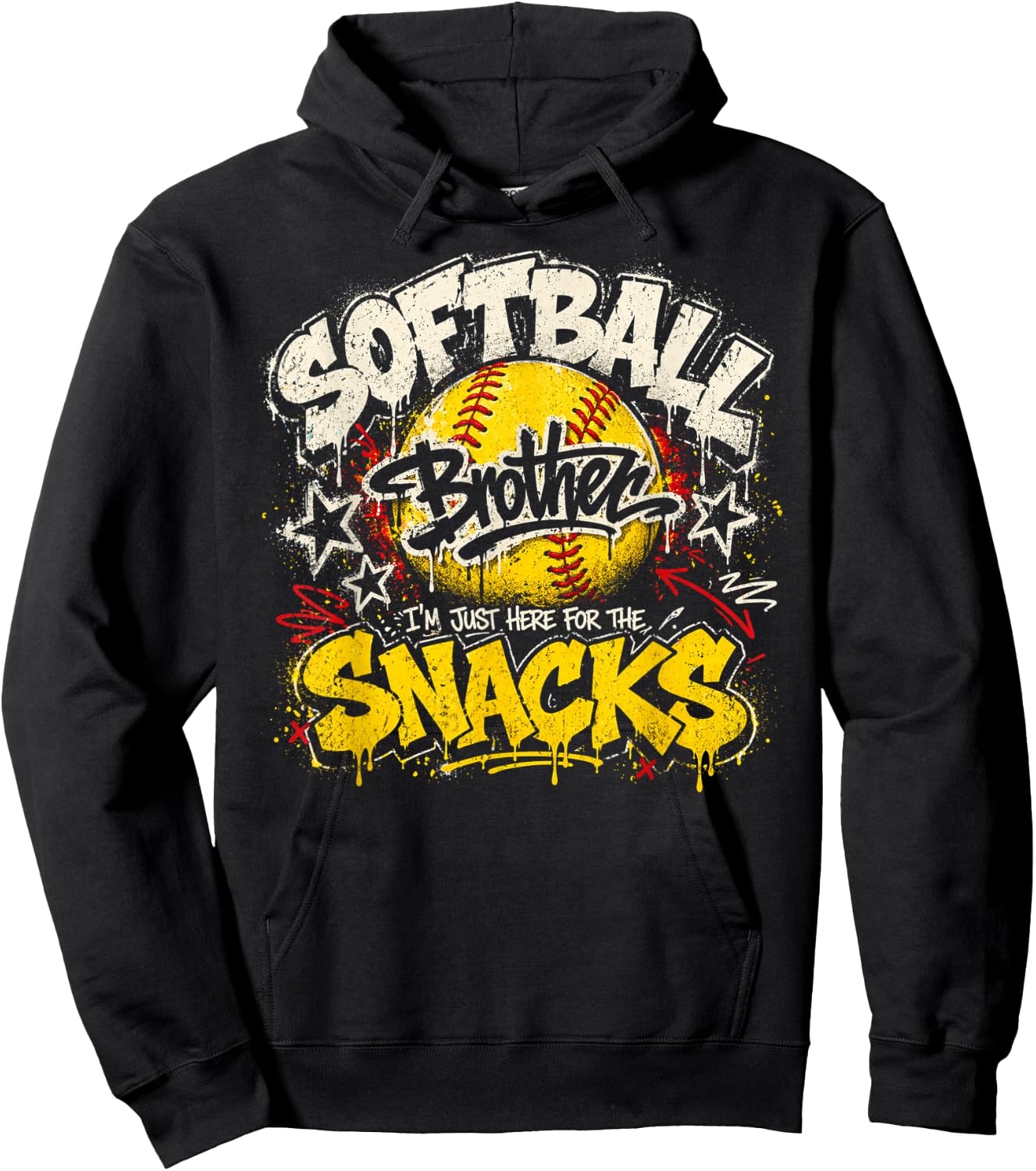I'm Just Here for The Snacks Funny Softball Brother Hoodie - Hoodie | Black