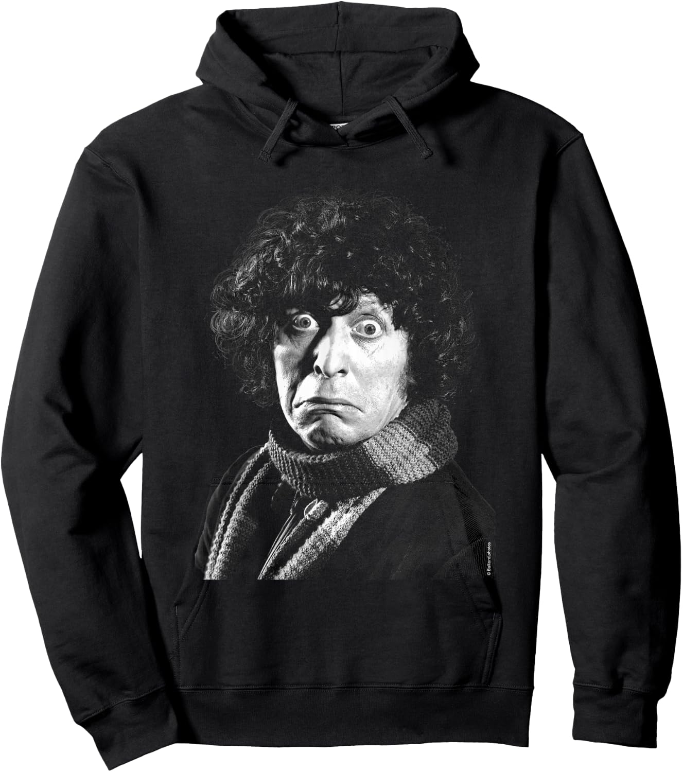 Tom Baker Scared Expression Doctor Who Black & White Hoodie - Hoodie | Black