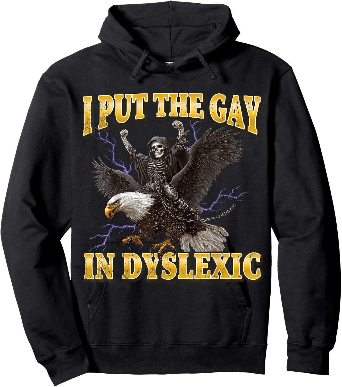 I Put The Gay In Dyslexic Lustiges Hartes Skelett Meme Hoodie - Hoodie | Black